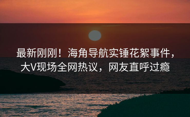 最新刚刚！海角导航实锤花絮事件，大V现场全网热议，网友直呼过瘾