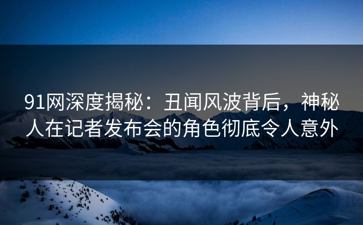 91网深度揭秘：丑闻风波背后，神秘人在记者发布会的角色彻底令人意外