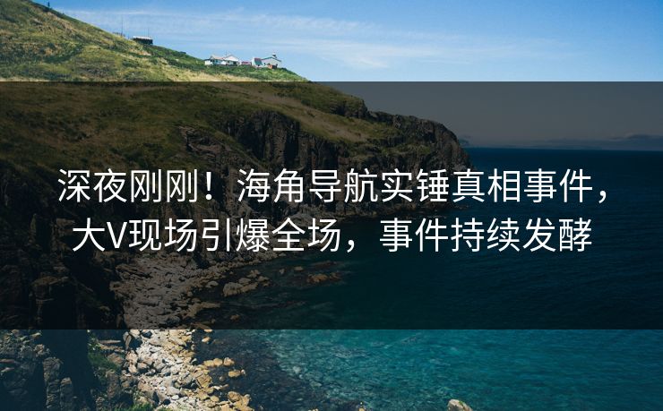 深夜刚刚！海角导航实锤真相事件，大V现场引爆全场，事件持续发酵