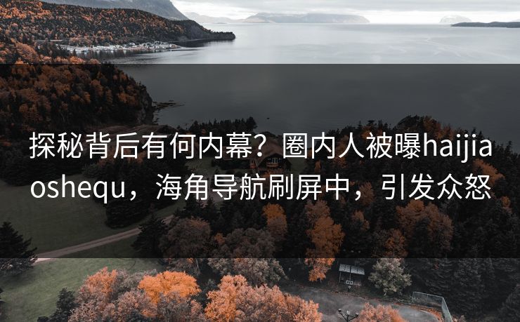 探秘背后有何内幕？圈内人被曝haijiaoshequ，海角导航刷屏中，引发众怒