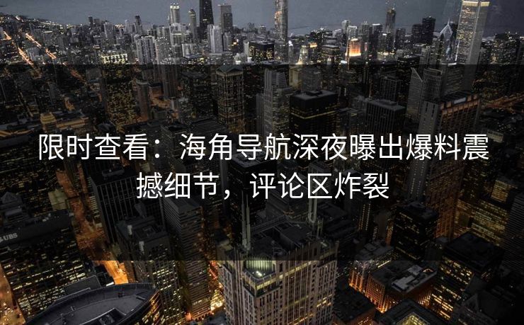 限时查看：海角导航深夜曝出爆料震撼细节，评论区炸裂