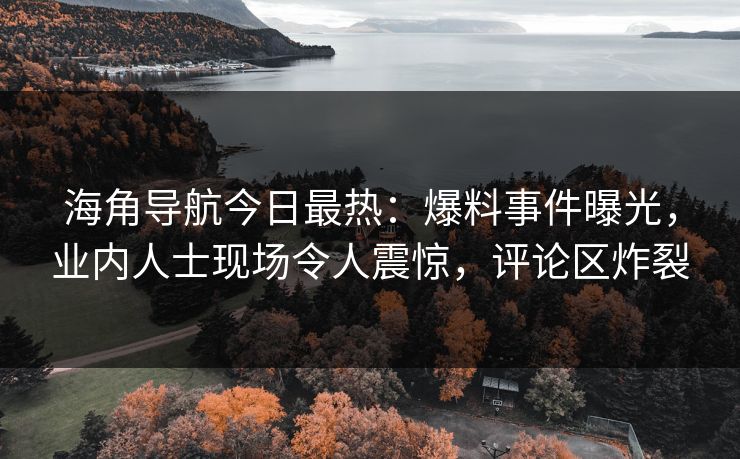 海角导航今日最热：爆料事件曝光，业内人士现场令人震惊，评论区炸裂