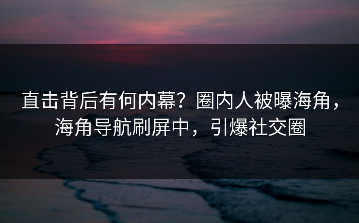 直击背后有何内幕？圈内人被曝海角，海角导航刷屏中，引爆社交圈