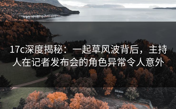 17c深度揭秘：一起草风波背后，主持人在记者发布会的角色异常令人意外