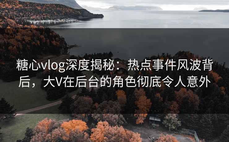 糖心vlog深度揭秘:热点事件风波背后,大V在后台的角色彻底令人意外 糖心vlog深度揭秘:热点事件风波背后,大V在后台的角色彻底令人意外